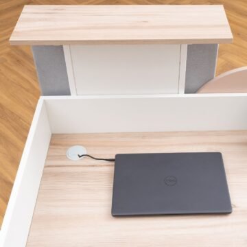 Bureau d accueil acoustique Vela Comptoir panneau tissu details 1