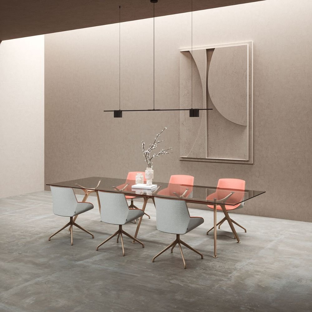 Bureau de direction moderne Arkitek — vue d ensemble plateau verre et pietement aluminium