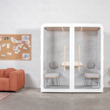 Cabine acoustique 2 personnes Island Blanc – Made in France ambiance coworking