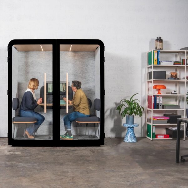 Cabine acoustique 2 personnes Island — fabrication responsable et materiaux recycles en France