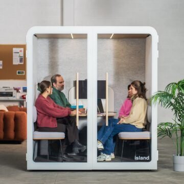 Cabine acoustique 4 personnes Island Blanc – Made in France ambiance reunion