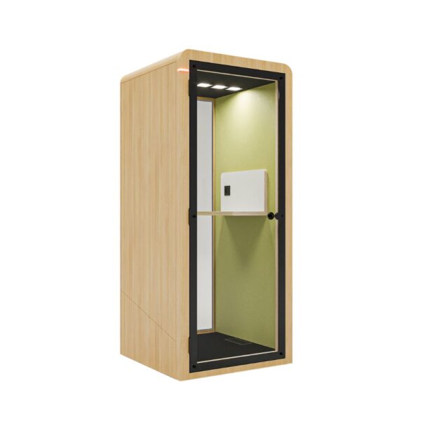 Cabine acoustique Stand Up — finitions bois chene et noir