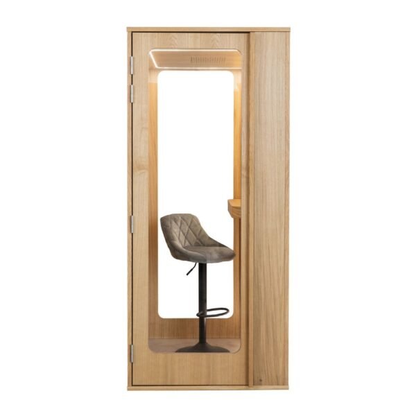Cabine acoustique en bois 1 place Haven poignee ergonomique en chene massif