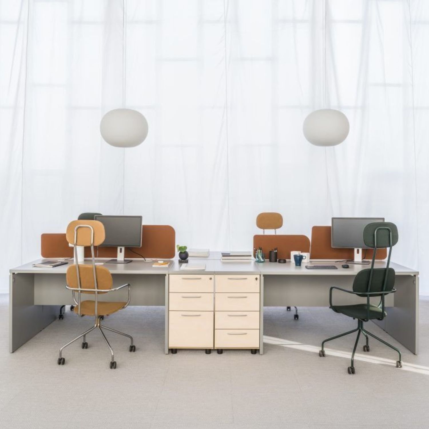 Caisson de bureau a tiroirs metal Modula — ambiance bureau contemporain