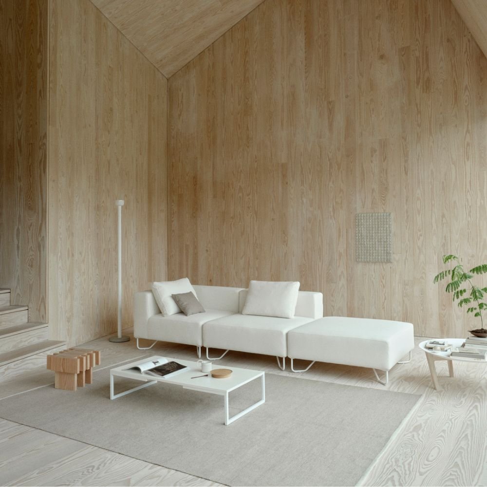 Canape modulable scandinave Lotus — ambiance lounge en lobby Canape modulable scandinave Lotus — ambiance lounge en lobby