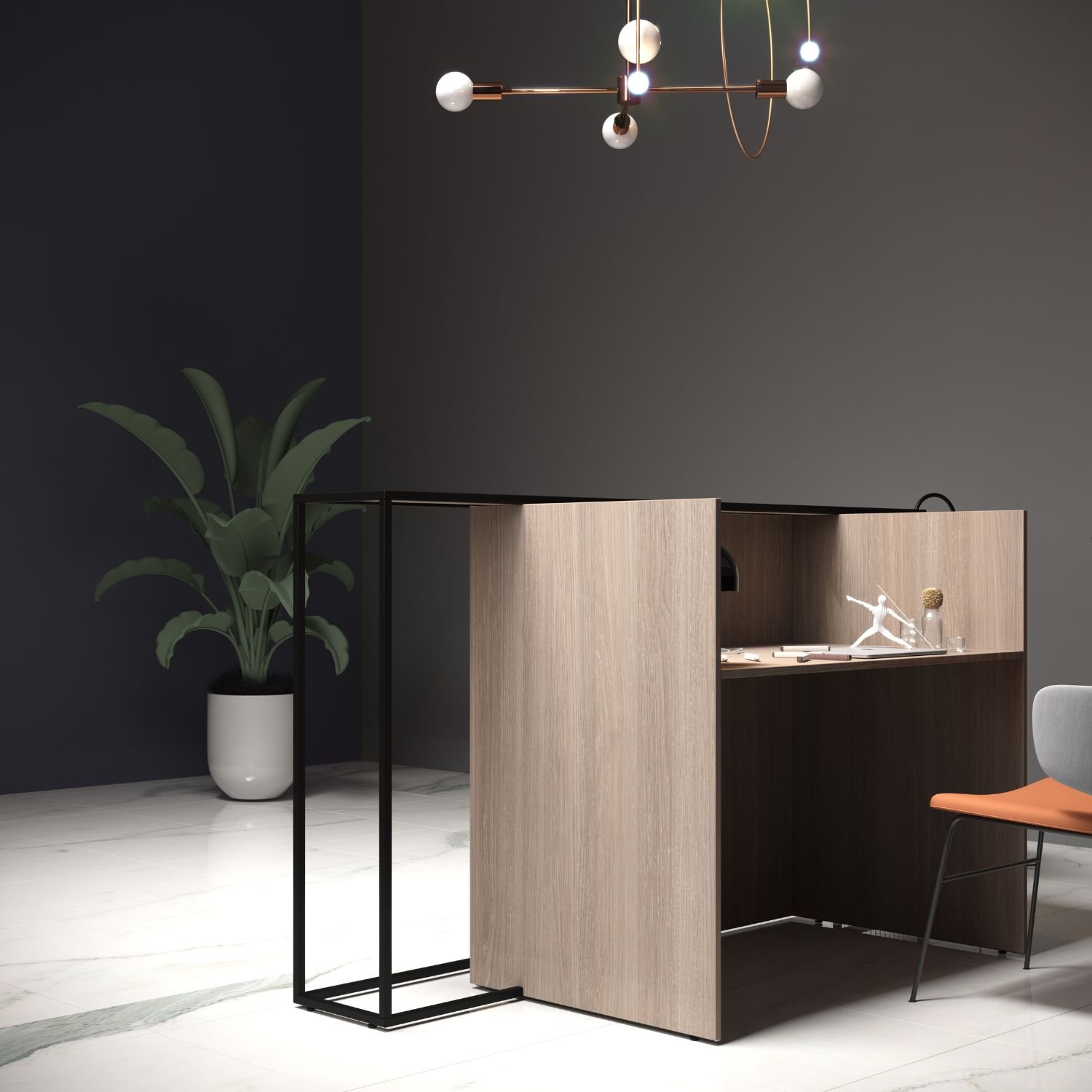 Comptoir d accueil design Rivo Cadre metal LED ambiance 1 Comptoir d accueil design Rivo Cadre metal LED ambiance 1