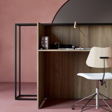 Comptoir d accueil design Rivo Cadre metal LED ambiance rose