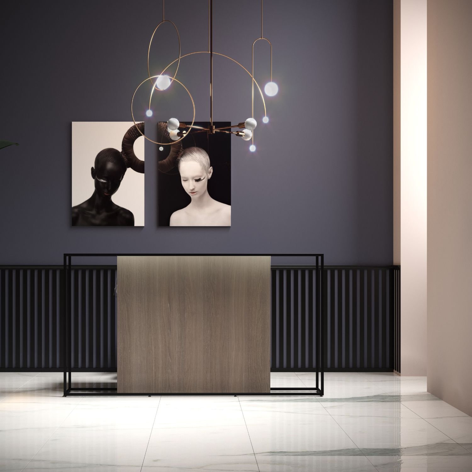 Comptoir d accueil design Rivo Cadre metal LED art Comptoir d accueil design Rivo Cadre metal LED art