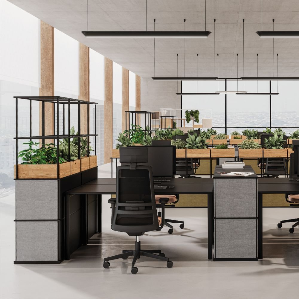 Etageres modulaires autoportantes Stack — cloison dans un espace de travail