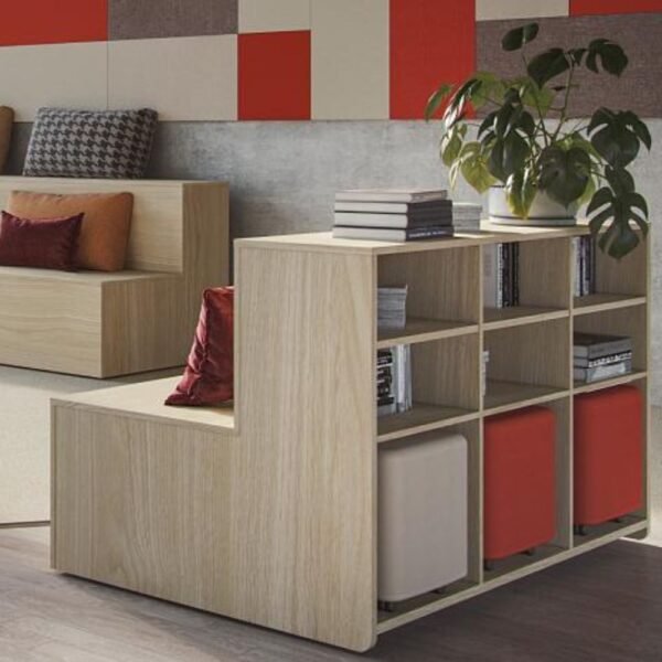 Gradin en bois mobile modulable Agile finition chene vue d ensemble