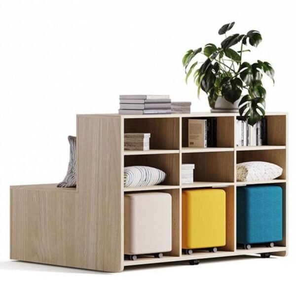 Gradin en bois mobile modulable Agile vu de profil avec rangement integre
