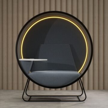 Kuppel — Bulle de travail acoustique pour open space gris dore