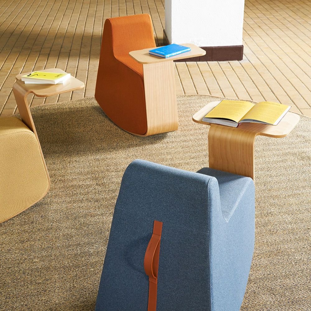 Pouf a bascule coworking Platero poignee en cuir