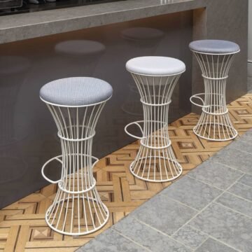 Pouf haut Bolonia — conception filaire acier galvanise outdoor