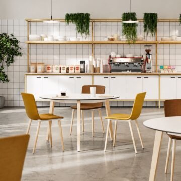 Table ronde 120 cm bois massif Timber ambiance cafeteria