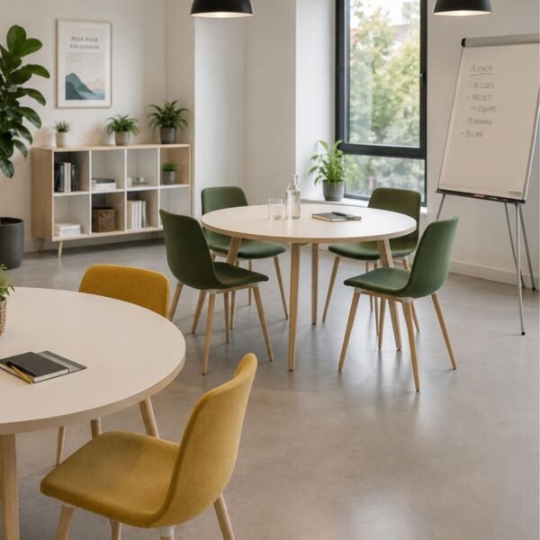 Table ronde 120 cm bois massif Timber ambiance reunion 2