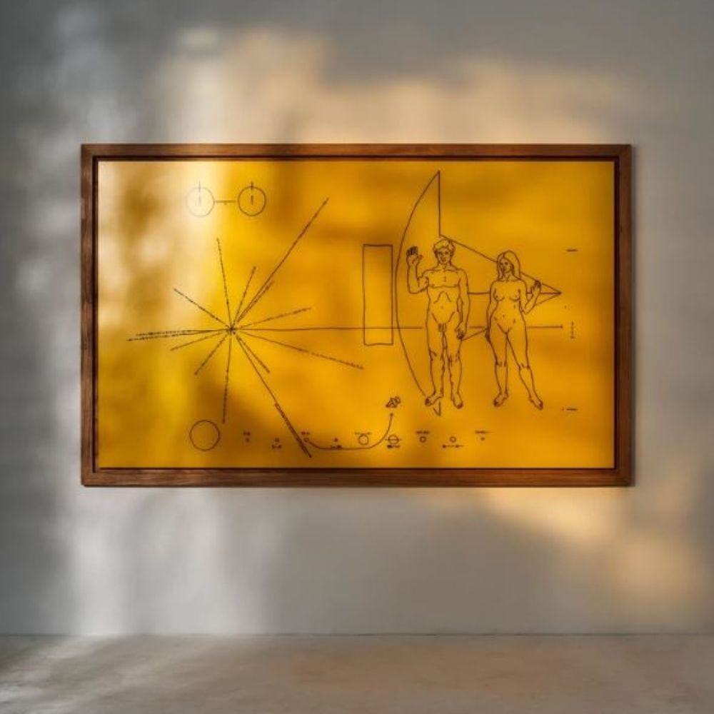 Tableau blanc en verre Offset cadre en chene massif — vue de face