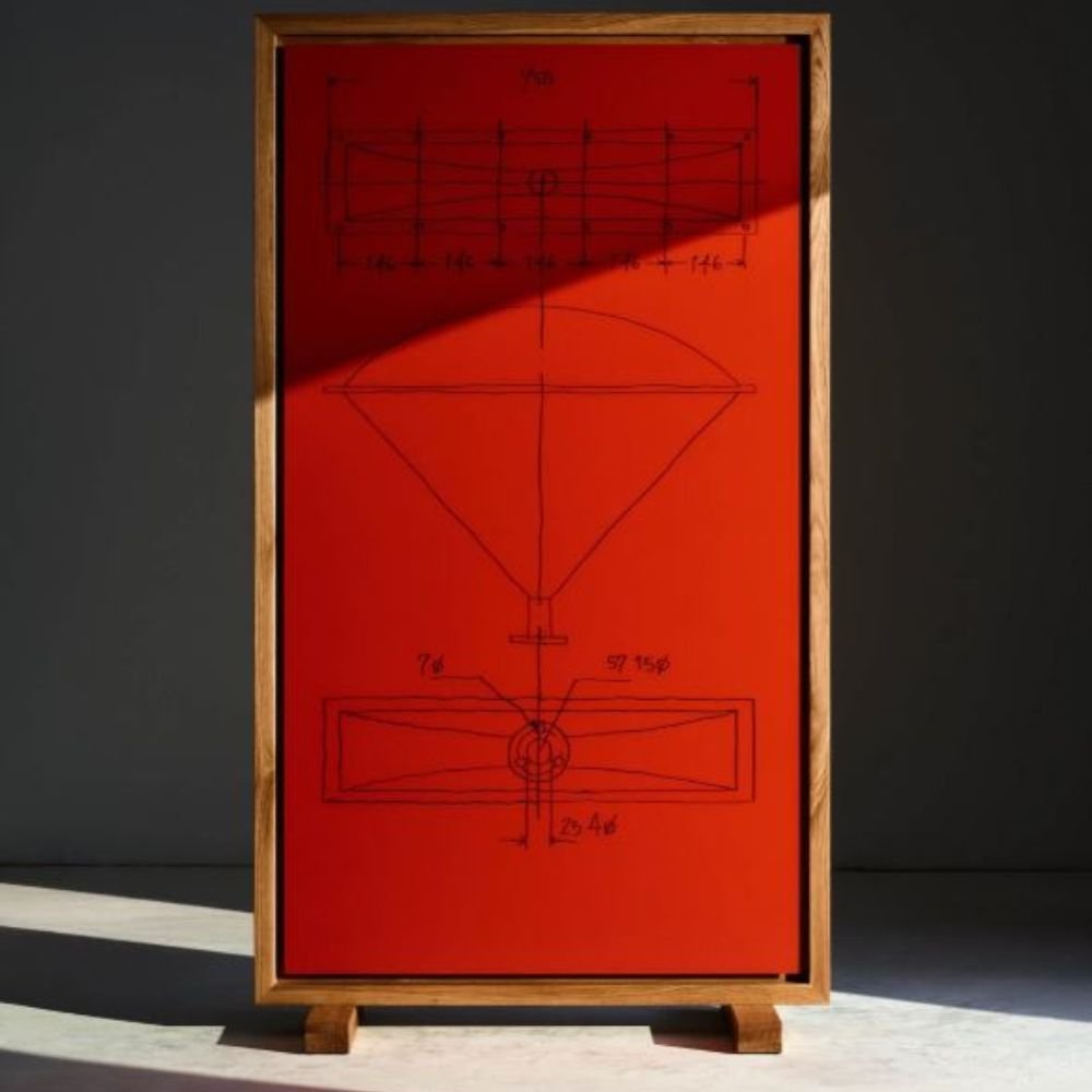 Tableau blanc mobile acoustique Offset cadre en chene massif et surface en verre