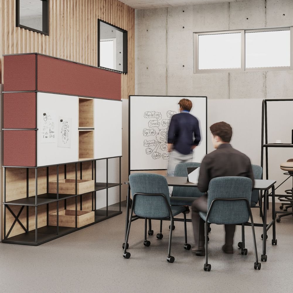 Tableau blanc mobile multifonctions Agile Wall — espace de brainstorming ouvert