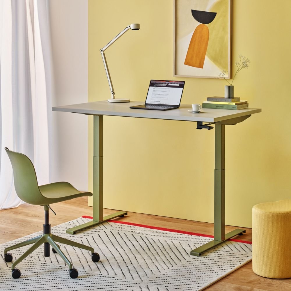 Bureau assis debout a manivelle Maneo — poste individuel en open space