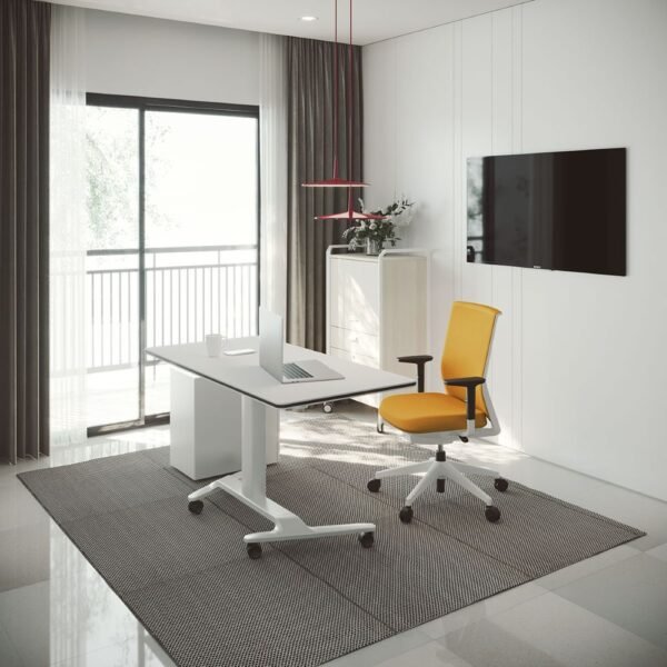 Bureau assis debout a roulettes Essor — espace de travail collaboratif Bureau assis debout a roulettes Essor — espace de travail collaboratif