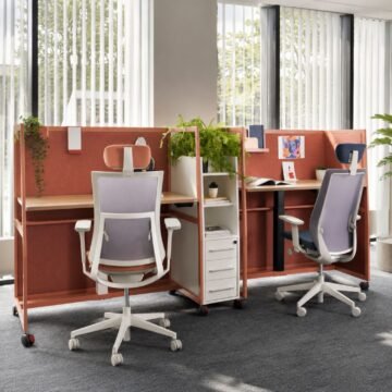 Bureau assis debout motorise a roulettes Wariant ambiance