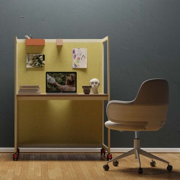 Bureau assis debout motorise a roulettes Wariant — poste agile en open space collaboratif