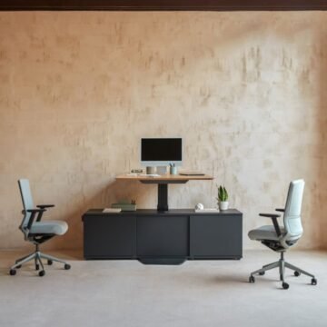 Bureau assis debout noir Altevo armoire credence