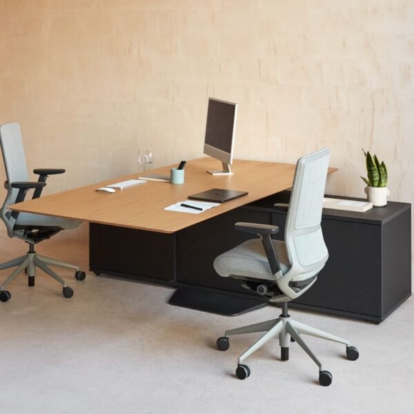 Bureau assis debout noir Altevo en situation dans un bureau de direction Bureau assis debout noir Altevo en situation dans un bureau de direction