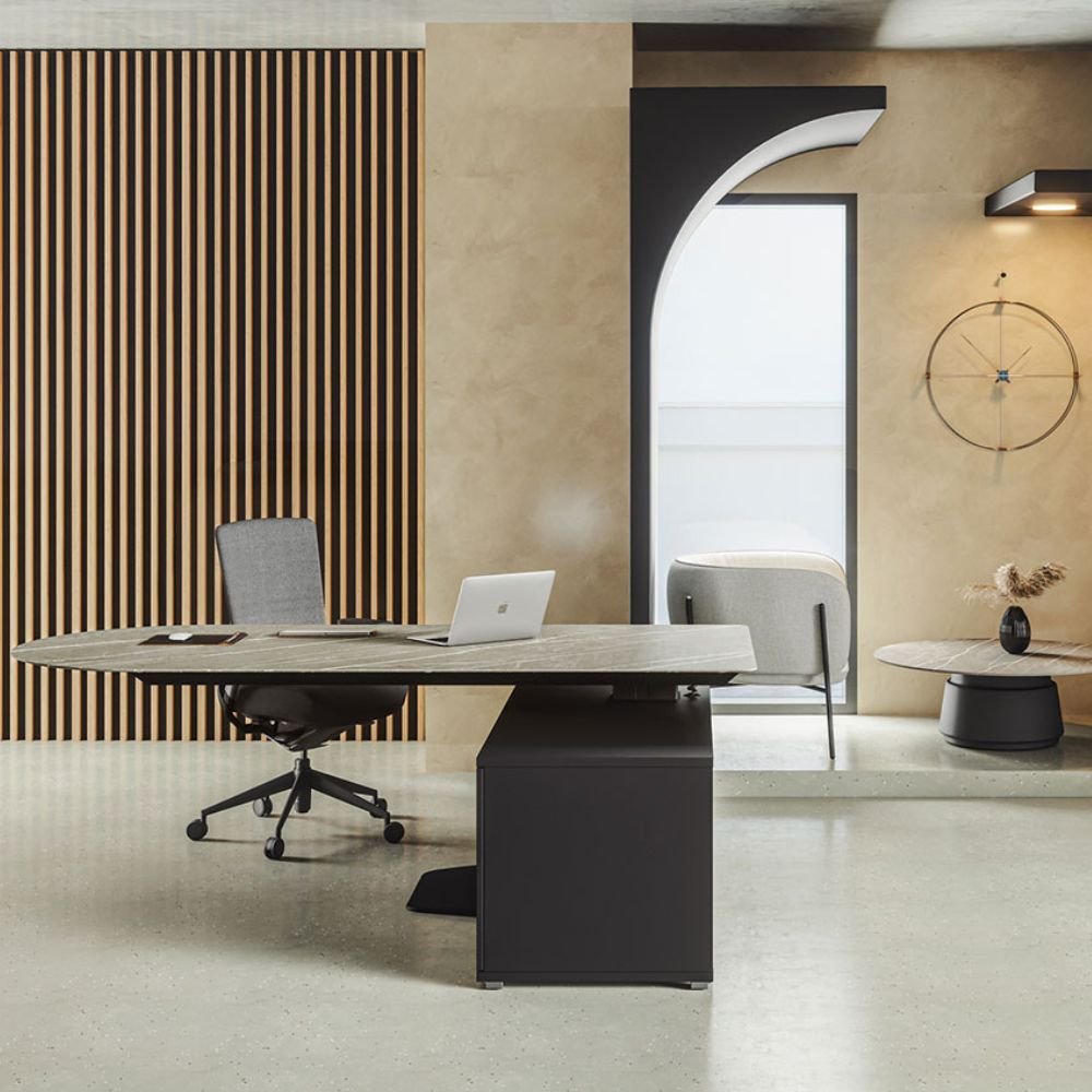 Bureau assis debout noir Altevo — poste de direction epure Bureau assis debout noir Altevo — poste de direction epure