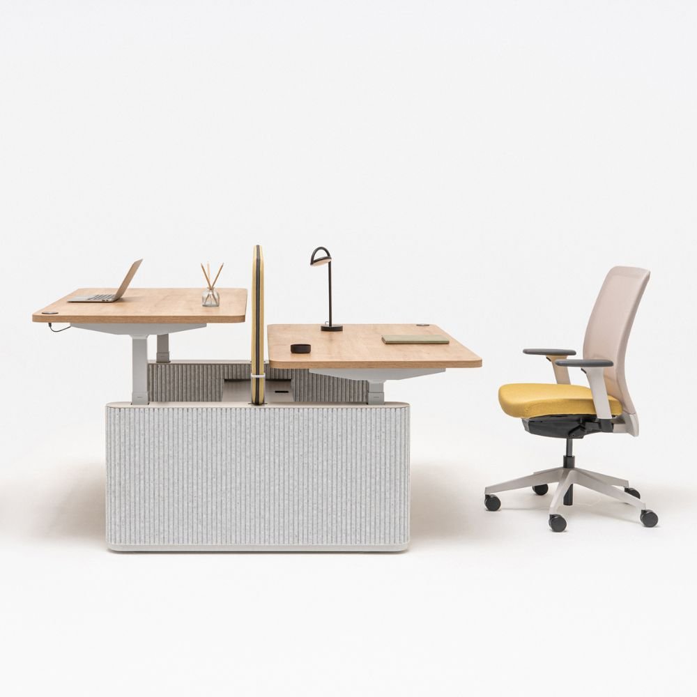 Bureau partage assis debout design acoustique Elva — conception et fabrication Bureau partage assis debout design acoustique Elva — conception et fabrication