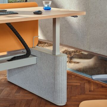 Bureau partage assis debout design acoustique Elva — dimensions et hauteurs de reglage
