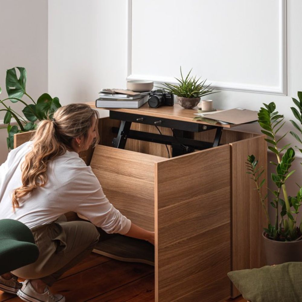 Bureau rabattable assis debout Home Office — plan de travail reglable en hauteur Bureau rabattable assis debout Home Office — plan de travail reglable en hauteur