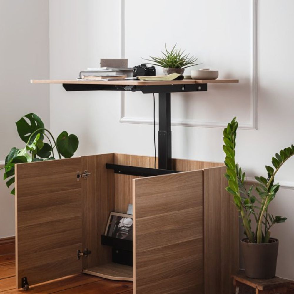Bureau rabattable assis debout Home Office — poste ouvert et pret a l emploi Bureau rabattable assis debout Home Office — poste ouvert et pret a l emploi