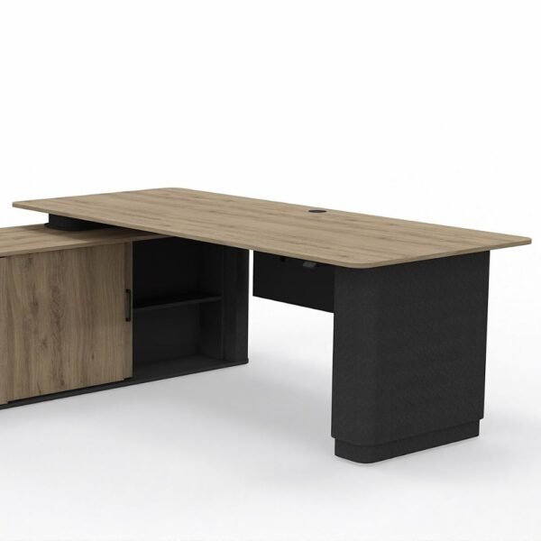 Bureau reglable en hauteur ergonomique Eleganza Ton bois et gris anthracite 1