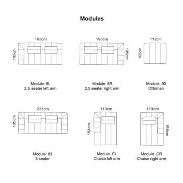 Canape modulaire confortable velours Nordic Modules
