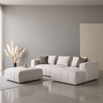 Canape modulaire confortable velours Nordic ambiance
