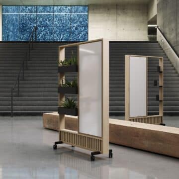 Claustra acoustique bois mobile Dynamic vegetal ambiance accueil