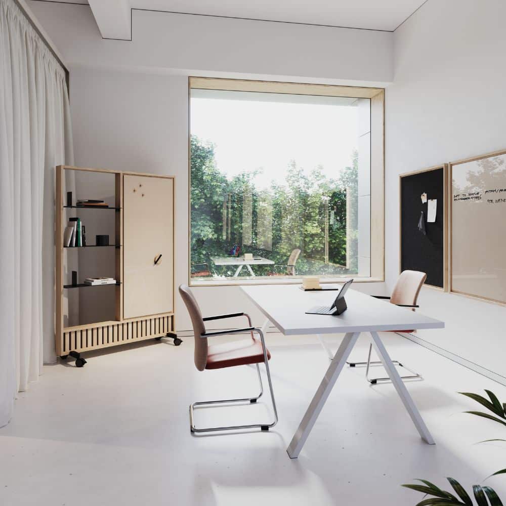 Claustra acoustique bois mobile — espace de travail en chene clair et lumiere naturelle Claustra acoustique bois mobile — espace de travail en chene clair et lumiere naturelle