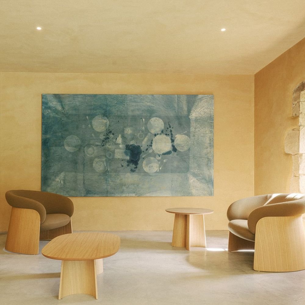 Fauteuil bois bouclette 1 place Ginger en situation — espace lounge d entreprise Fauteuil bois bouclette 1 place Ginger en situation — espace lounge d entreprise