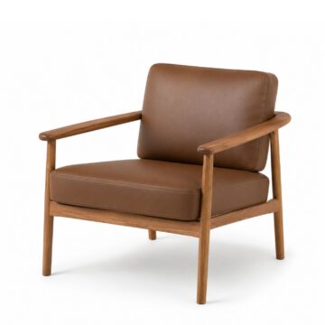 Fauteuil scandinave cuir Wudi