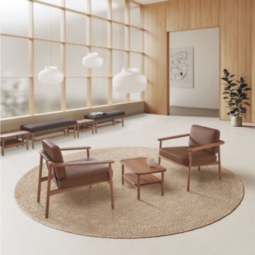 Fauteuil scandinave cuir Wudi salon lounge