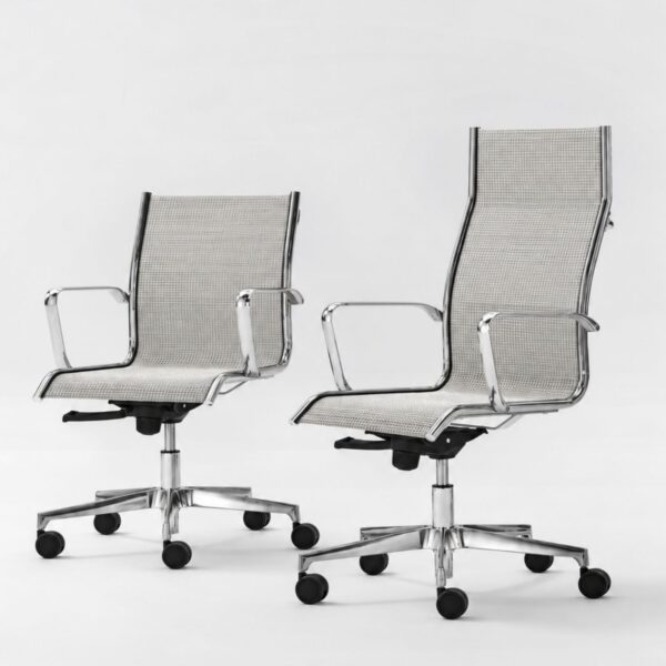 Fauteuil de direction design Aura Mesh chrome beige Fauteuil de direction design Aura Mesh chromé beige