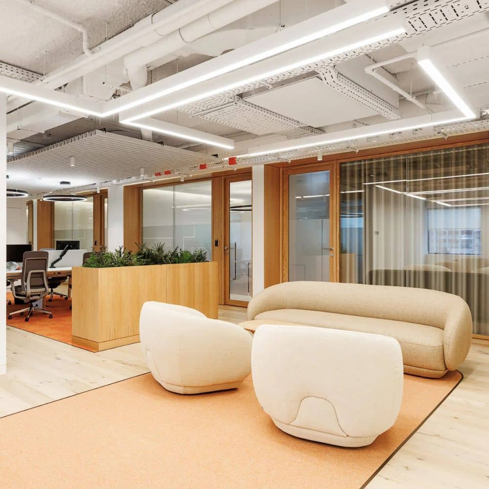 open space lumineux avec cloison bois et vegetal