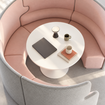 Alcove acoustique ronde People Talk Milani vue detaillee du dessus