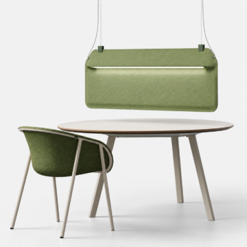 Écran acoustique lumineux suspendu de bureau AK 2 et chaise